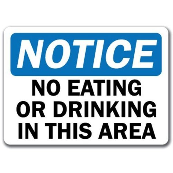 Signmission Safety Sign, 14 in Height, Plastic, 10 in Length, No Eating 1 NS-No Eating 1